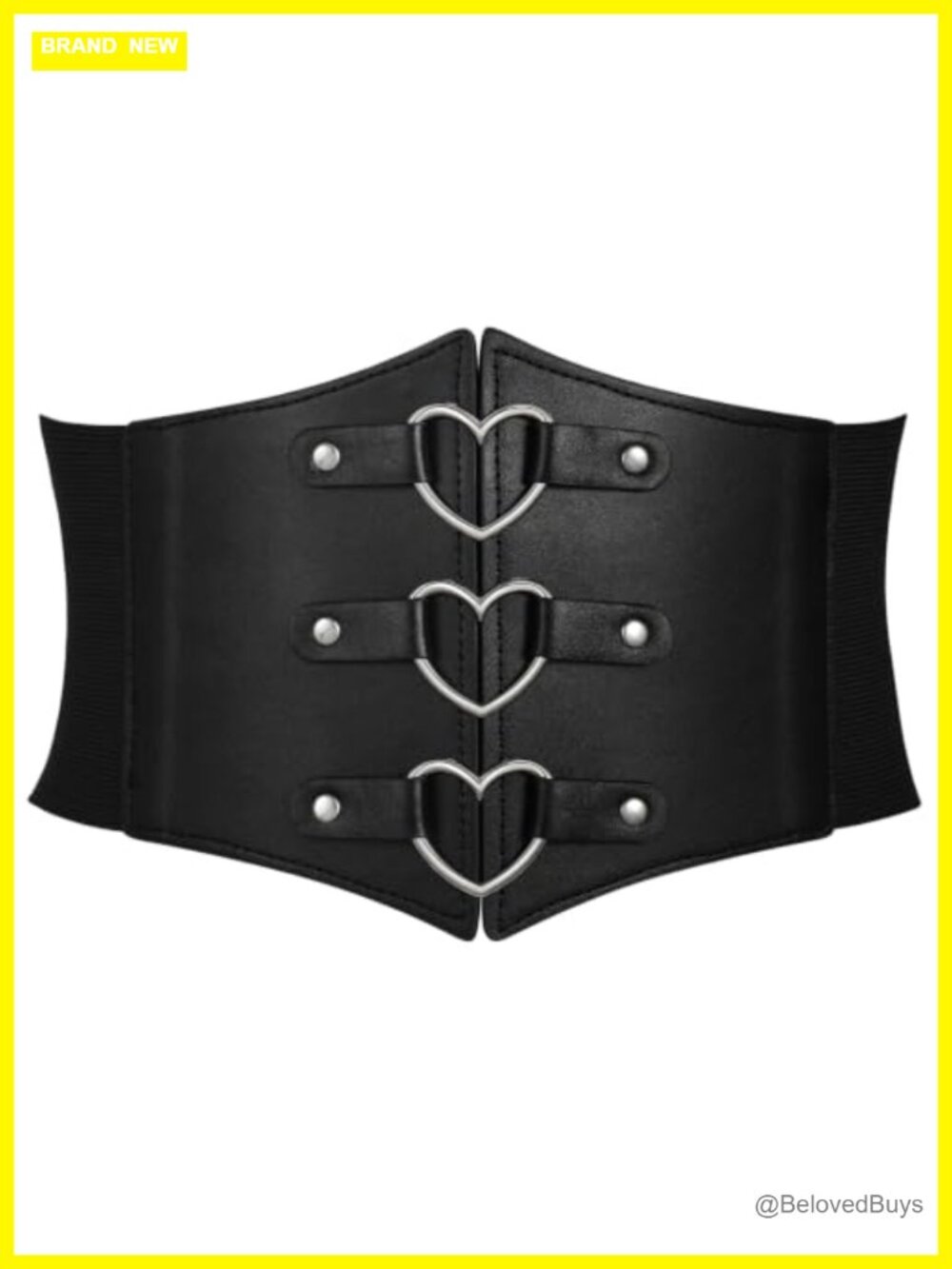 Women Heart Corset Belt Faux Leather Wide Elastic Waist Gothic Cosplay